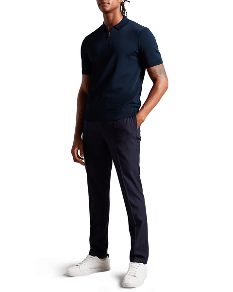 Men | Daldin Short Sleeve Rayon Zip Polo | Navy