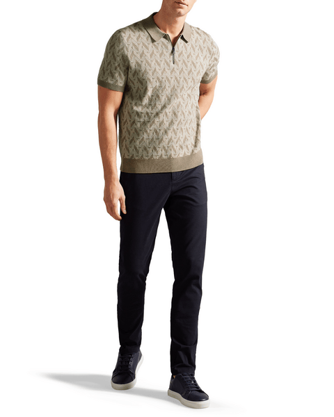 Men | Short Sleeve Boucle Jacquard Zip Po | White Red