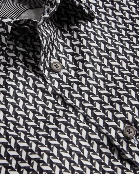 Men | Laceby Long Sleeve Geo Printed Shirt | Black