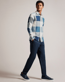 Men | Long Sleeve Large Scale Check Shir | Blue Red White