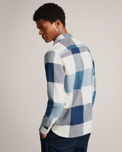 Men | Long Sleeve Large Scale Check Shir | Blue Red White