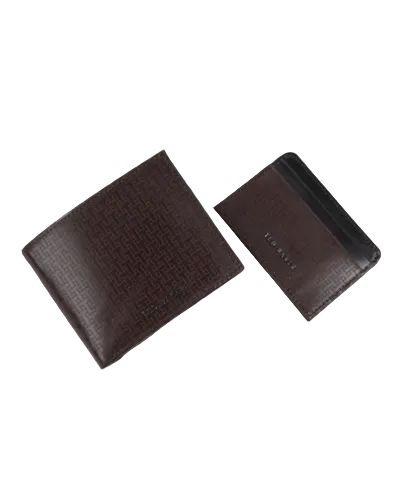 Men | Etched Leather Wallet And | Black