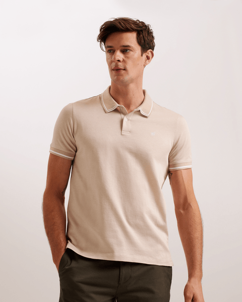 Men | Helta Short Sleeve Slim Fit Polo | White Pastel