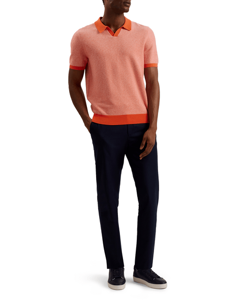 Men | Regular Short Sleeve Open Neck Polo | Bright Orange