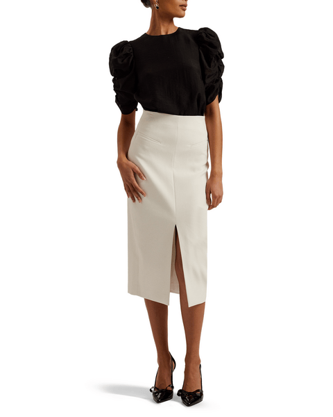Women | Pleated Puff Sleeve Top | Black