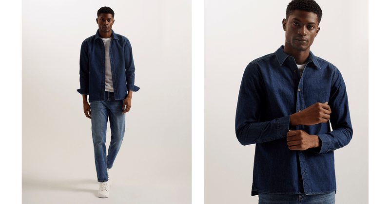Men | Long Sleeve Denim Shirt | Blue (V2)