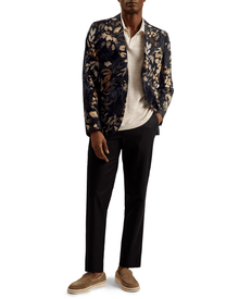 Men | Jersey Floral Suit Jacket | Black