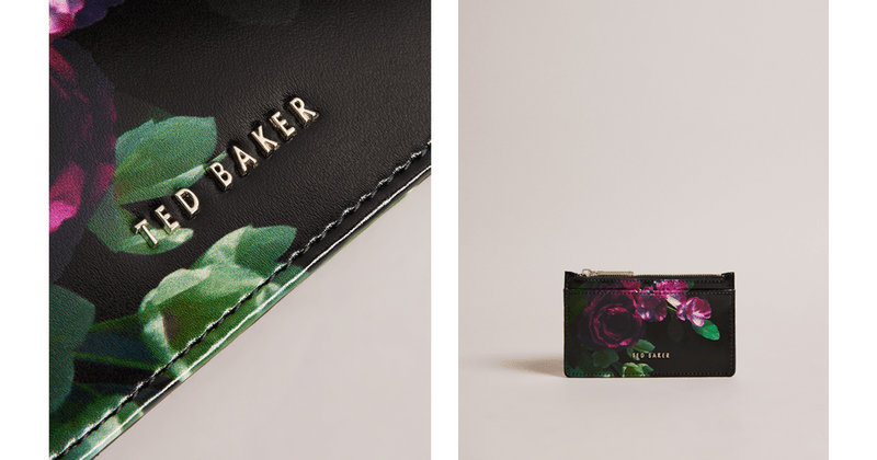 Women | Floral Printed Card Holde | Black