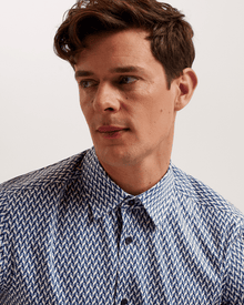 Men | Lacesho Short Sleeve Geo Printed Shirt | Navy
