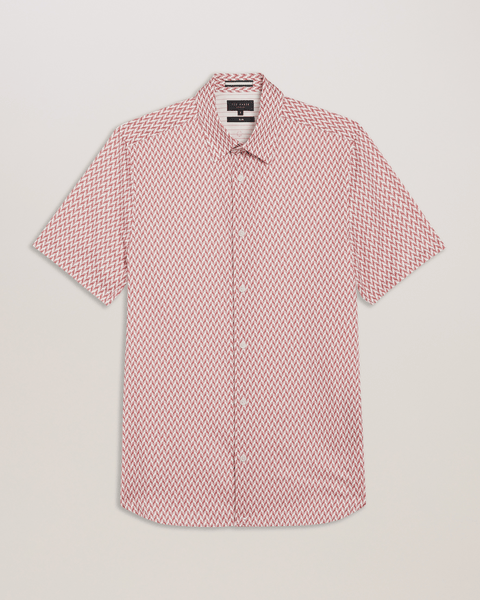 Men | Lacesho Short Sleeve Geo Printed Shirt | Mid Pink