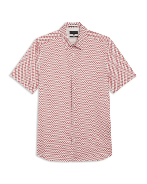 Men | Lacesho Short Sleeve Geo Printed Shirt | Mid Pink