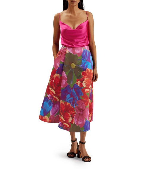 Women | Printed Wrap Midi Skirt | Multicolor