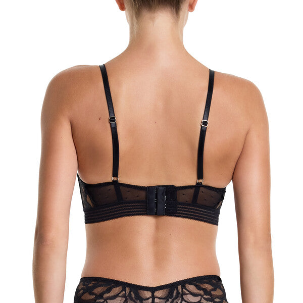 Floral Long Line Underwire Bra | Black