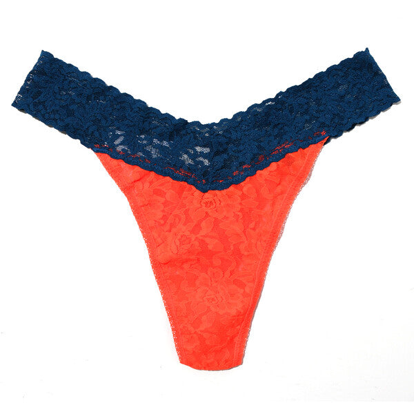 Plus Size Signature Lace Original Rise Thong | Tangelo x Oxford Blue