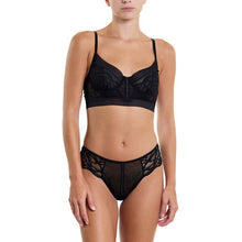 Floral Long Line Underwire Bra | Black