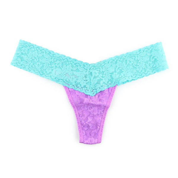 Signature Lace Low Rise Thong | Berry Sweet/Seafoam