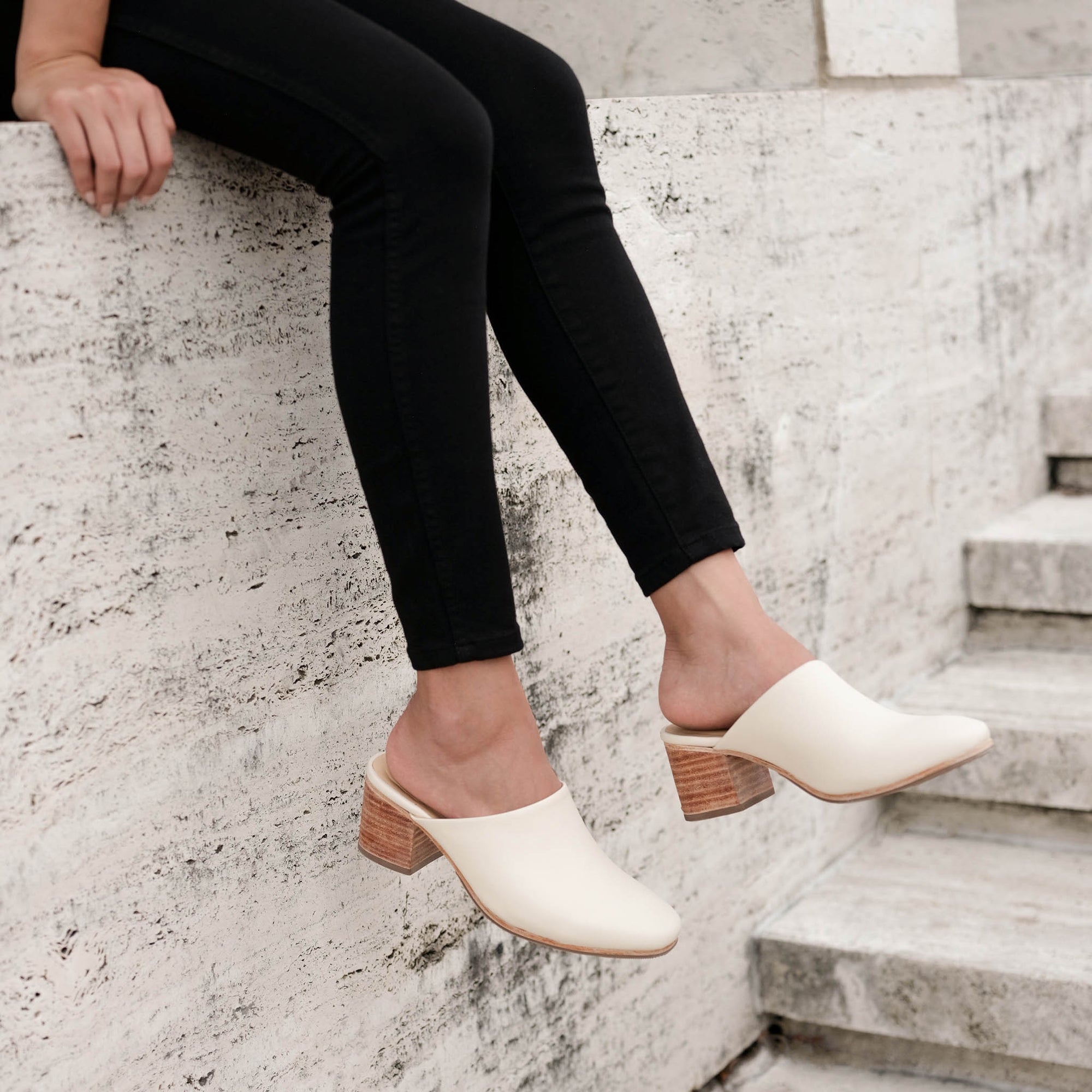 Womens | All-Day Heeled Mule | Bone