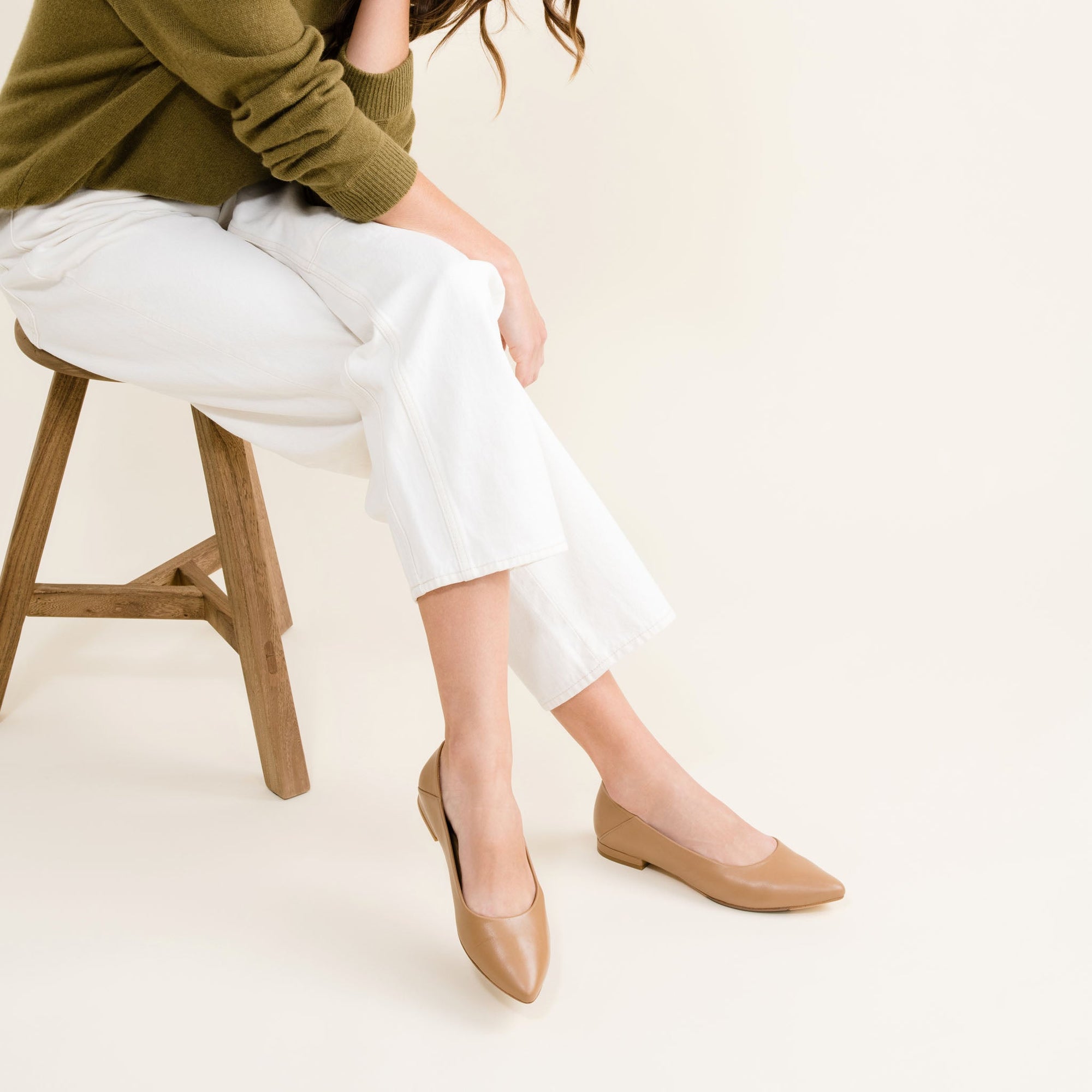 Womens | Fina Pointed Toe Flat | Greige Snake