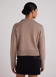 Wool and Cashmere Blend Collared Sweater  | Heather Fawn