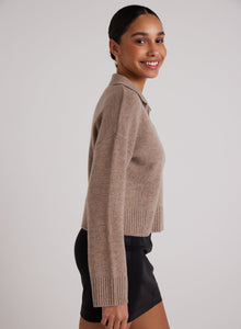 Wool and Cashmere Blend Collared Sweater  | Heather Fawn