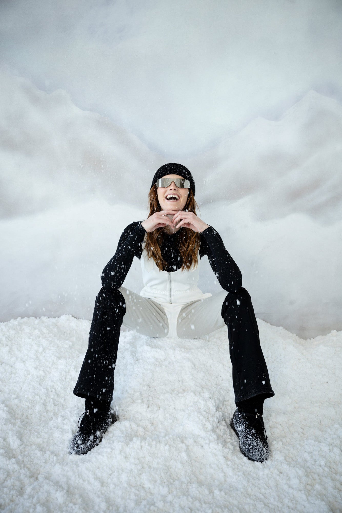 Sleeveless Ski Suit | Off White/Taupe/Black